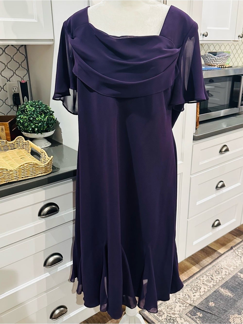 dressbarn Deep Purple Chiffon Midi Dress